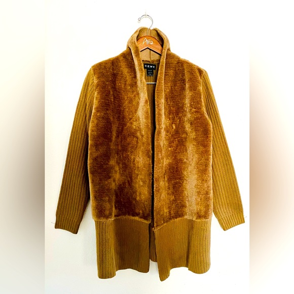 CENY Womens Faux Fur Knit Cardigan - Picture 4 of 8